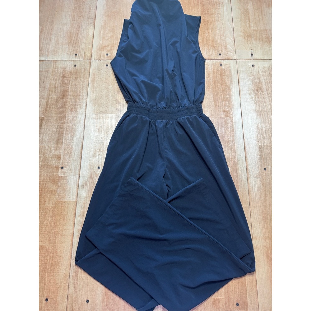 FLX Womens Black High Neck Sleeveless‎ Wide Leg Jumpsuit XS Athleisure Pocket
